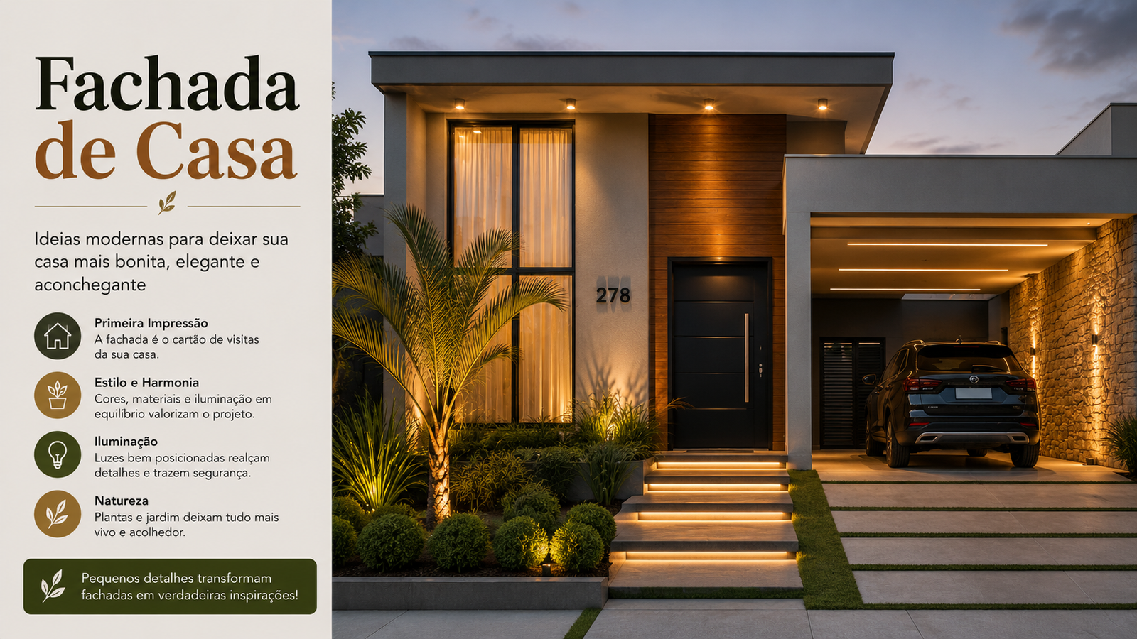 Fachada de casa com ideias modernas, elegantes e aconchegantes para transformar o visual externo sem gastar muito.