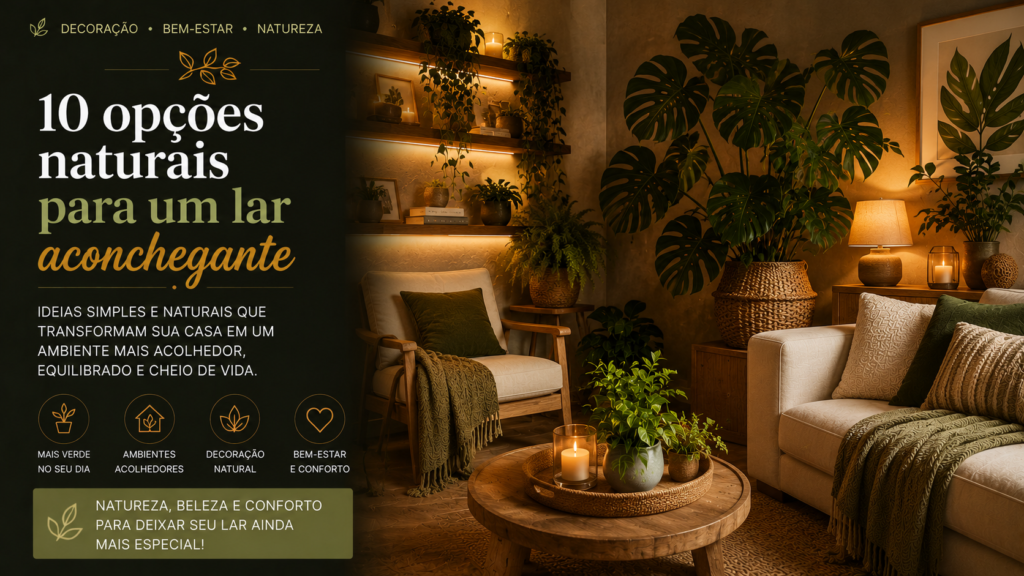 Veja 10 opções naturais para deixar sua casa mais aconchegante, elegante e confortável com plantas e decoração verde.