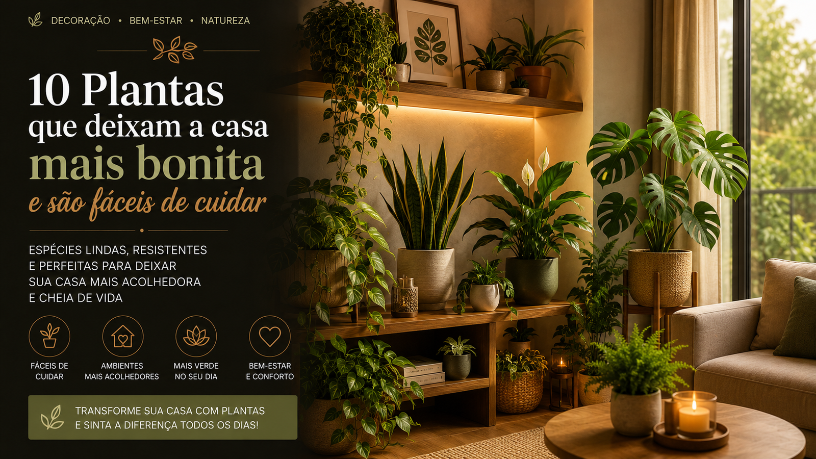 Conheça 10 plantas lindas, resistentes e fáceis de cuidar para deixar sua casa mais aconchegante e cheia de vida.