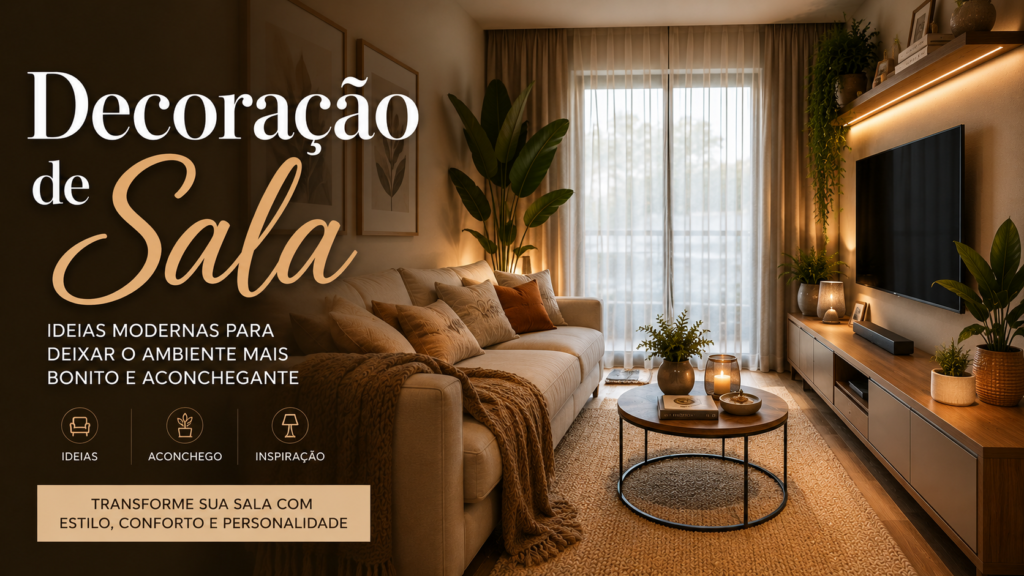 Decoração de sala com ideias modernas, simples e elegantes para transformar o ambiente sem gastar muito dinheiro.
