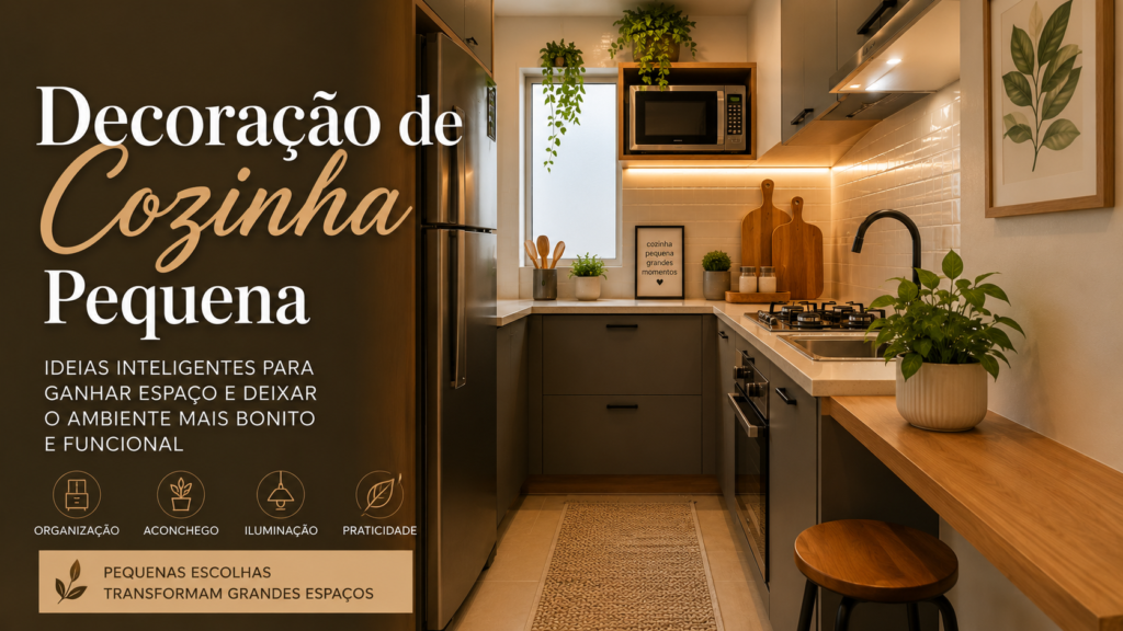 Decoração de cozinha pequena com ideias modernas, práticas e aconchegantes para aproveitar melhor cada espaço da casa.