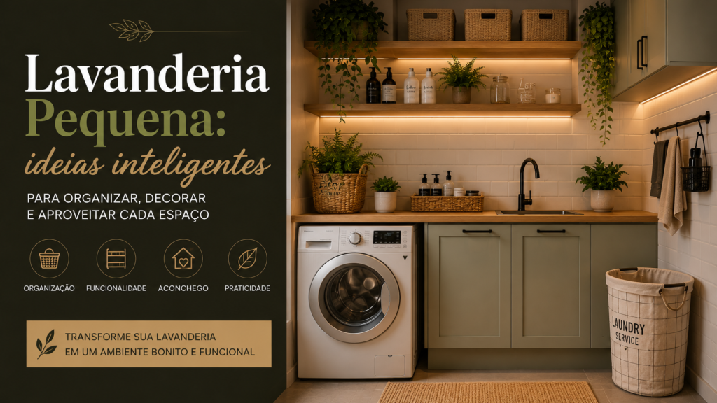 Lavanderia pequena com ideias modernas, práticas e funcionais para aproveitar melhor o espaço e deixar o ambiente bonito.