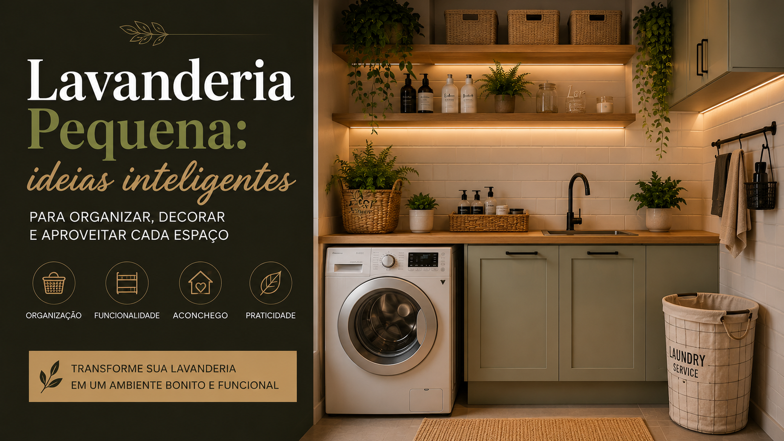 Lavanderia pequena com ideias modernas, práticas e funcionais para aproveitar melhor o espaço e deixar o ambiente bonito.