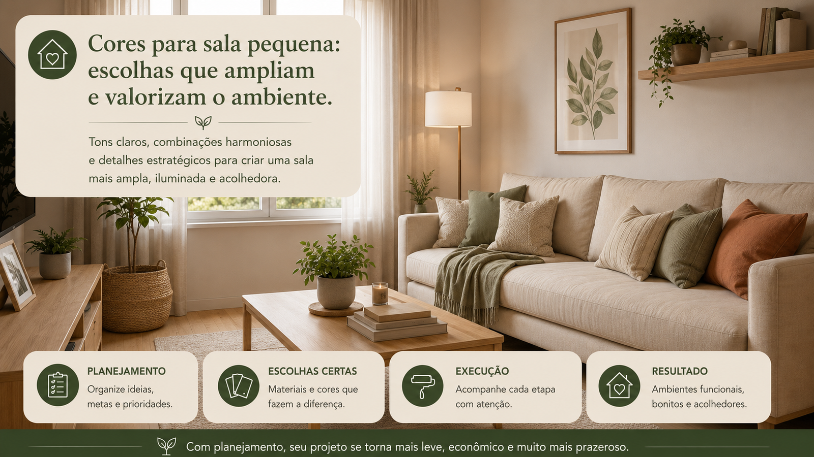 Cores para sala pequena: como escolher a paleta ideal